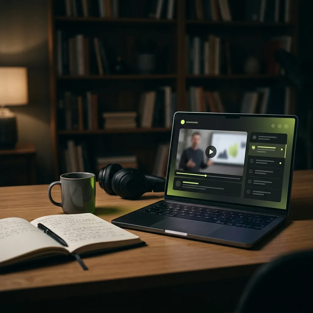 A laptop with an online course on a teacher's desk
